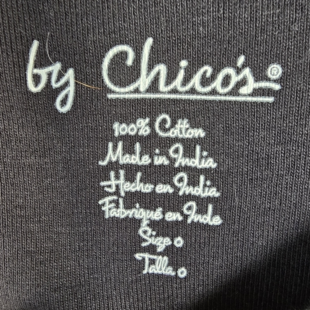 NWT Chico's Classic Black Women's 109% Cotton 3/4 Sleeve Boat Neck Top Chicos 0 - Picture 7 of 10